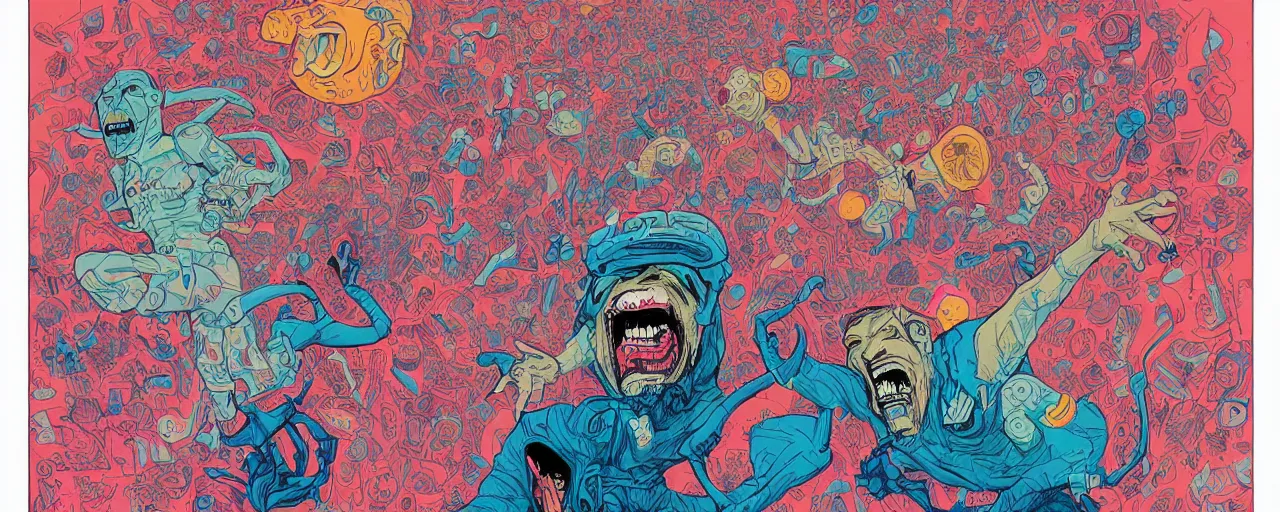 Image similar to portrait of a mad man screaming, by josan gonzales,