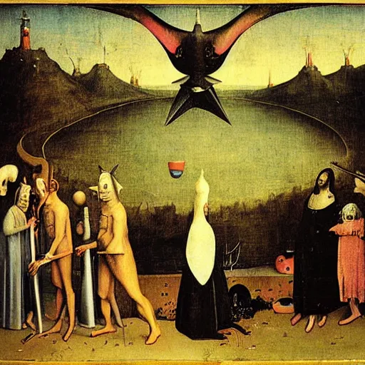 Image similar to pink floyd by hieronymus bosch