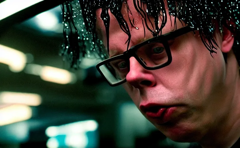 Image similar to cinestill 5 0 d candid photographic portrait by david cronenberg of todd solondz charles thompson iv, modern cyberpunk moody emotional cinematic, closeup, pouring rain menacing lights shadows, 8 k, hd, high resolution, 3 5 mm, f / 3 2, ultra realistic faces, ex machina