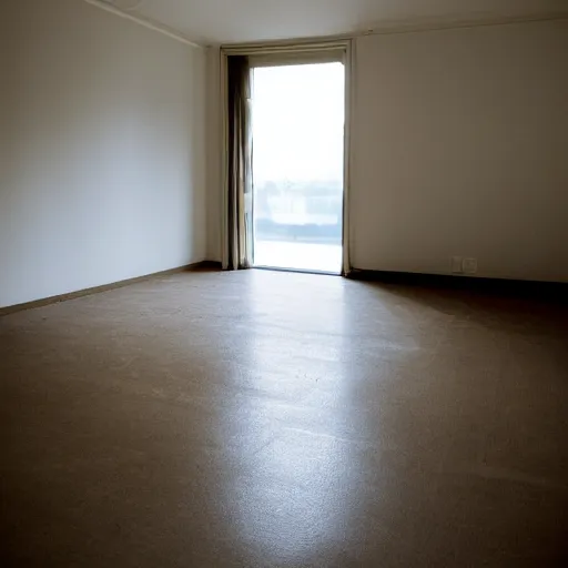 Prompt: empty room, photo by wiliam egglestone
