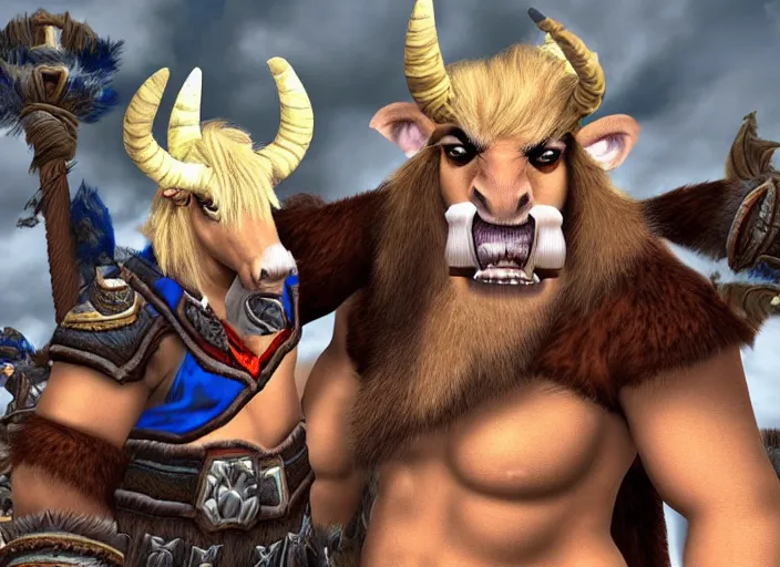 Prompt: donald trump as tauren in world of warcraft