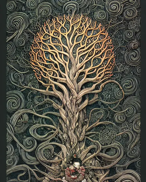 Image similar to portrait painted in jacek yerka style drawn by vania zouravliov and takato yamamoto, inspired by the tree of life, intricate acrylic gouache painting, high detail, sharp high detail, artstation