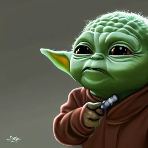 Prompt: digital illustion of baby yoda smoking a hooka, deviantArt, artstation, artstation hq, hd, 4k resolution