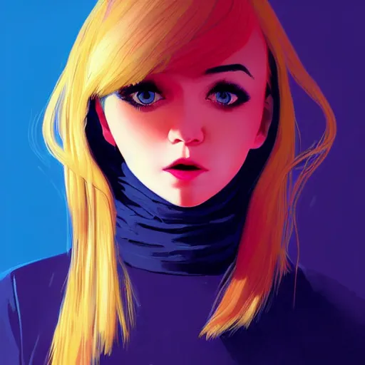 Image similar to ilya kuvshinov with long sky blue hair, gold eyes, amber eyes, boyish face, professional digital painting, black background, wild brush strokes, concept art, award - winning photography, cinematic, wlop, color block, yandere, pop, hip, art by andy warhol, pixiv art, yoshitaka amano