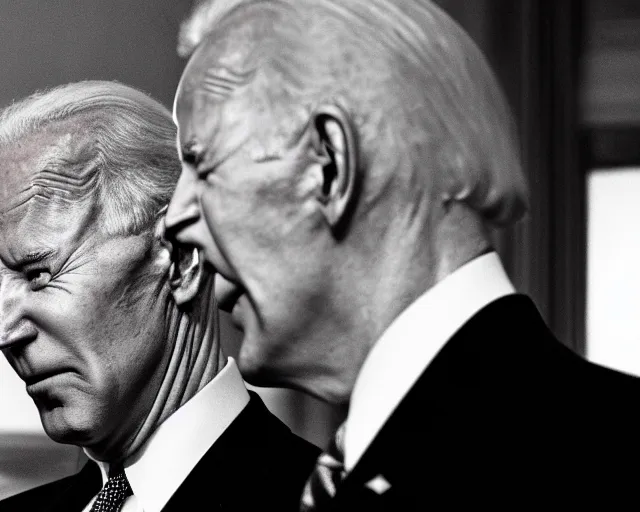 Image similar to president joe biden face to face with president joe biden, nikon 3 5 mm, photograph