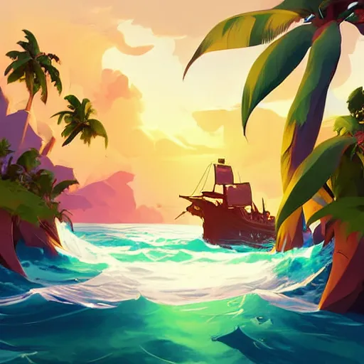 Image similar to painting treasure on sea of thieves game smooth median photoshop filter cutout vector, behance hd by jesper ejsing, by rhads, makoto shinkai and lois van baarle, ilya kuvshinov, rossdraws global illumination