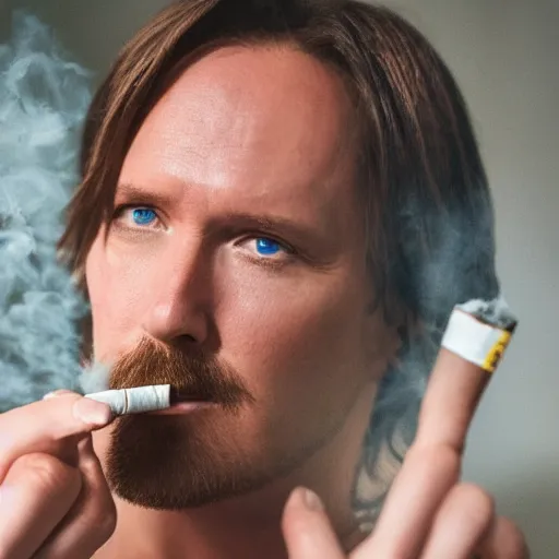 Image similar to close up portrait of matthew mercer smoking a cigarette