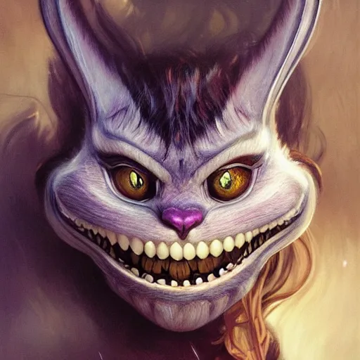 Prompt: grinning cheshire cat, portrait of spider idris woman, crabs, intricate, elegant, highly detailed, digital painting, artstation, concept art, smooth, sharp focus, illustration, art by artgerm and greg rutkowski and alphonse mucha and william - adolphe bouguereau