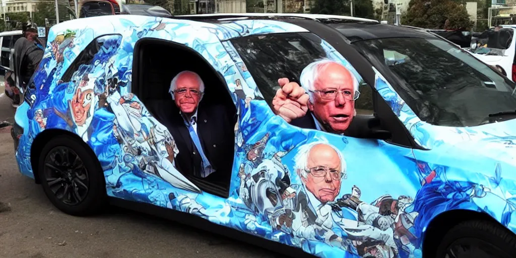 Image similar to bernie sanders, anime car wrap