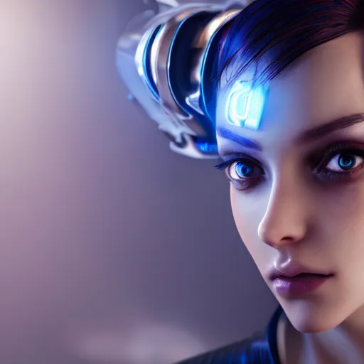 Image similar to young attractive woman, ultrarealistic face, cyberpunk, beautiful body, high detail, realistic cyber arm, closeup 4k