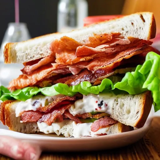 Prompt: a food photo of a blt sandwich