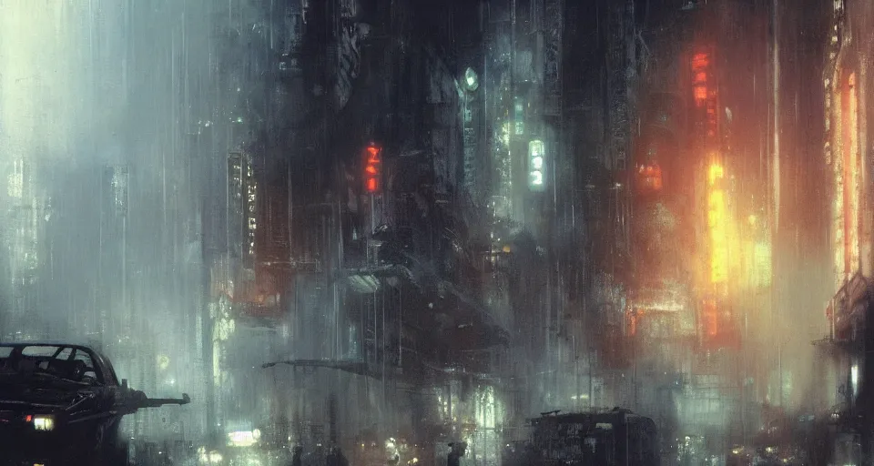 Image similar to an emotional scene from bladerunner, by jeremy mann, peter elson.