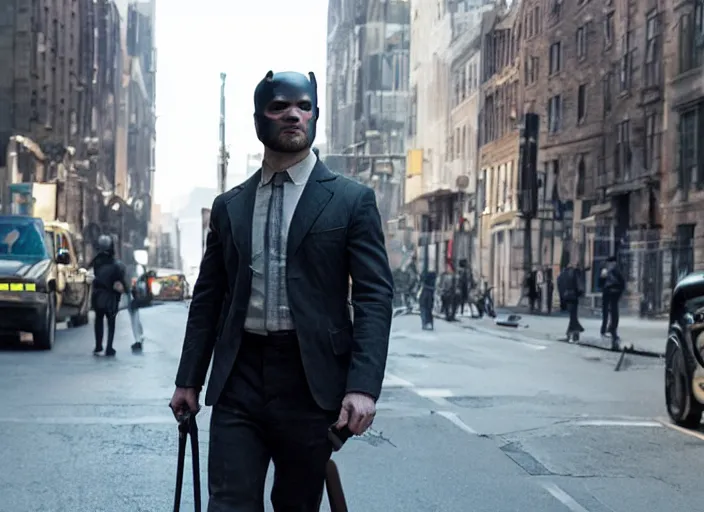 Image similar to charlie cox, movie still, from the new daredevil movie, 8 k, realistic