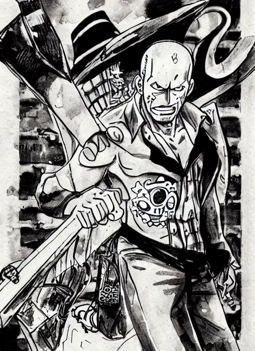 Image similar to jason statham as character in one piece manga, sketch by eiichiro oda