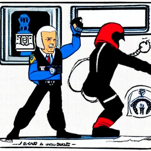 Prompt: Joe Biden wrestling with Cobra Commander. 1980s cartoon style.