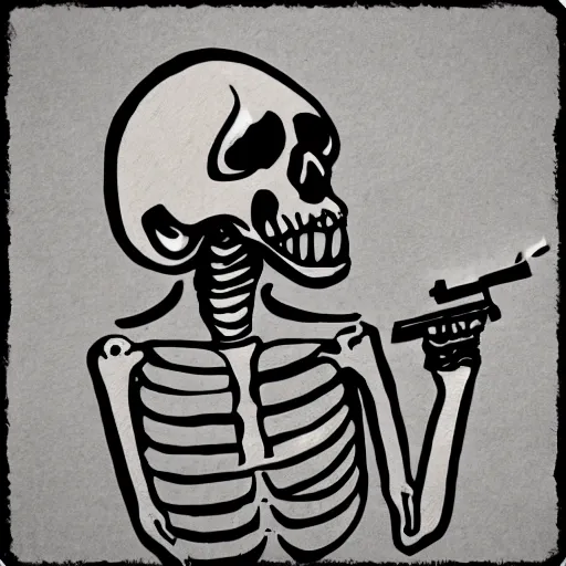 Image similar to screaming skeleton holding a gun