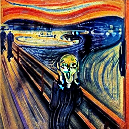 Image similar to a corrupted version of the scream by edvard munch