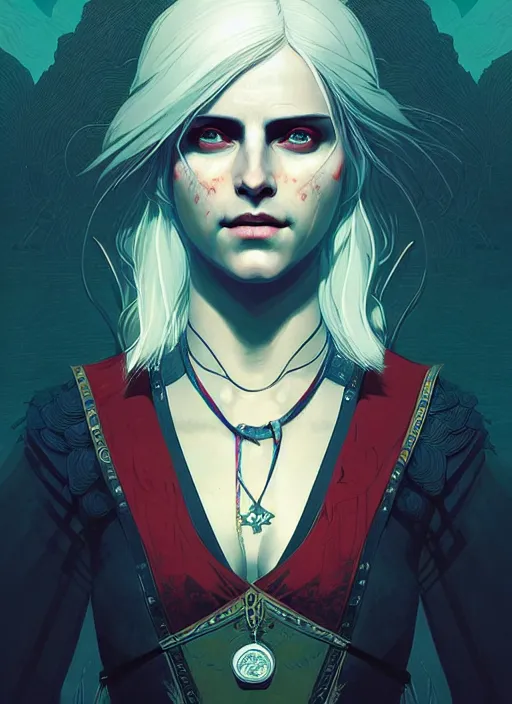 Prompt: symmetry!! stunning portrait of ciri from the witcher 3 game, by victo ngai, kilian eng vibrant colors, dynamic lighting, digital art, winning award masterpiece, fantastically beautiful, illustration, aestheticly inspired by beksinski and dan mumford, upscale with simon stalenhag work, artstation, 8 k