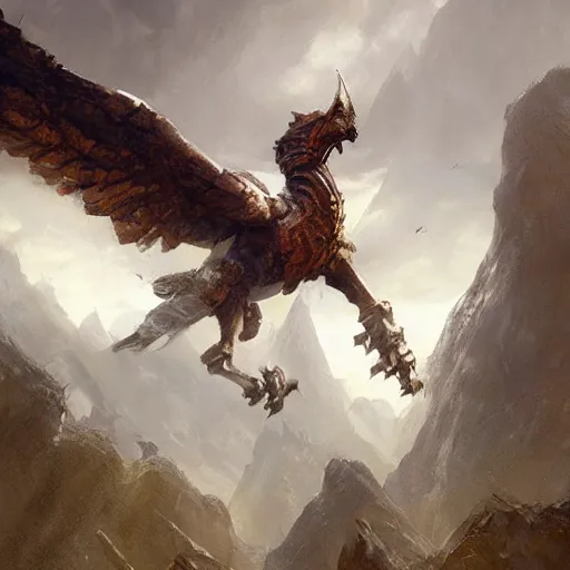 Prompt: giant griffin, epic fantasy style art by Craig Mullins, fantasy epic digital art, epic fantasy card game art by Greg Rutkowski