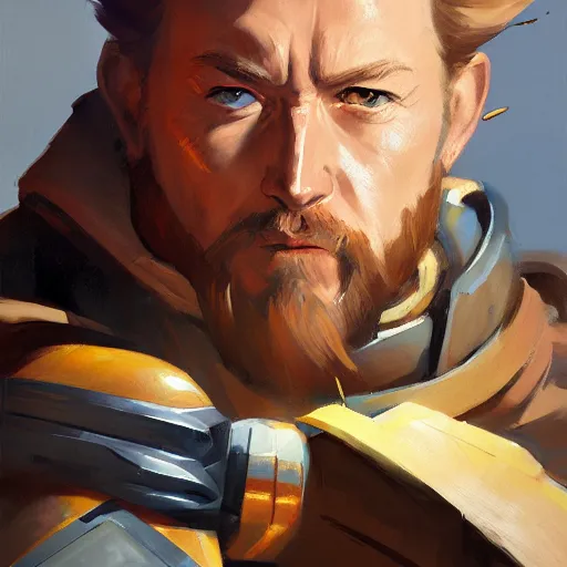 Image similar to greg manchess portrait painting of armored obi wan kenobi as overwatch character, medium shot, asymmetrical, profile picture, organic painting, sunny day, matte painting, bold shapes, hard edges, street art, trending on artstation, by huang guangjian and gil elvgren and sachin teng