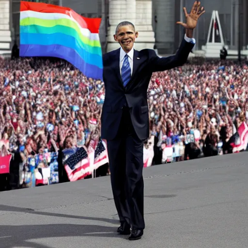 Prompt: obama waving the trans flag