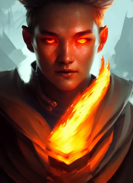 Image similar to character concept art of a fire sorcerer, key visual, realistic shaded perfect face, fine details, dystopian environment and background, by stanley artgerm lau, wlop, rossdraws, james jean, andrei riabovitchev, marc simonetti, and sakimichan, trending on artstation