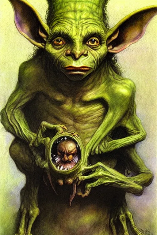 Image similar to brian froud painting of a goblin