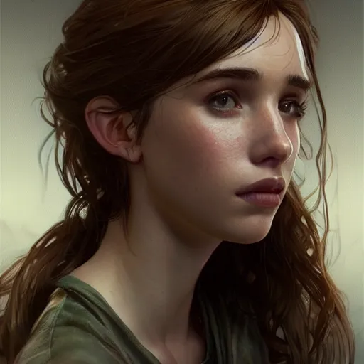 Image similar to ultra realistic illustration, emma roberts from last of us, intricate, elegant, highly detailed, digital painting, artstation, concept art, smooth, sharp focus, illustration, art by artgerm and greg rutkowski and alphonse mucha