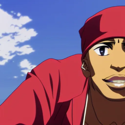 Image similar to Tupac Shakur, screenshot from a 2012s anime, anime