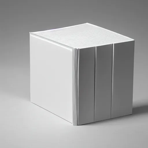 Prompt: a book inside a white cube