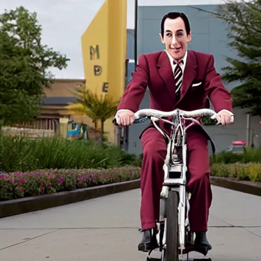 Image similar to Pee-Wee Herman on his bike outside an Adult Movie theater