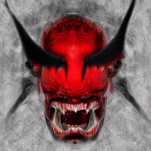 Image similar to abstract black demon red eyes red mouth, wings,, 8 k, high quality, highly realistic photo realistic