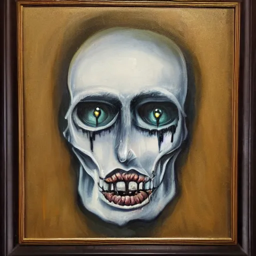 Prompt: a scary framed painting