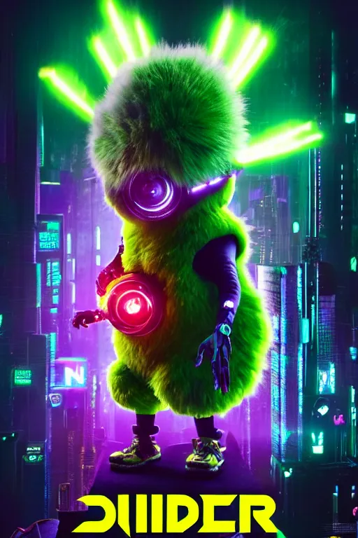 Image similar to high quality 3 d render cyberpunk very tennis ball monster highly detailed, unreal engine cinematic smooth, in the style of blade runner & detective pikachu, hannah yata charlie immer, purple light, low angle, uhd 8 k, sharp focus