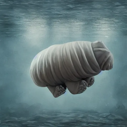 Prompt: giant tardigrade, at a river, photorealistic