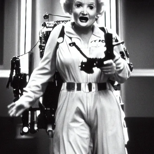 Image similar to stunning awe inspiring betty white as a ghostbuster in the movie ghostbusters, movie still 8 k hdr atmospheric lighting