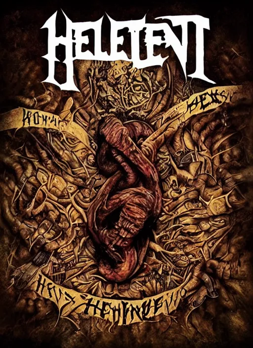 Prompt: an album cover for a metal band named helbent fetus