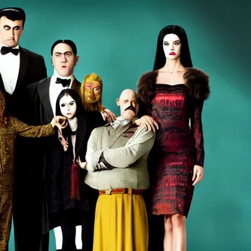 Image similar to a still from the Addams family live action movie directed by Wes Anderson