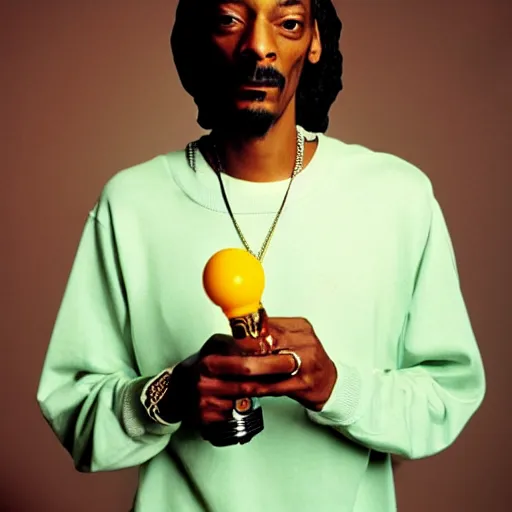 Prompt: Snoop Dogg holding a lightbulb for a 1990s sitcom tv show, Studio Photograph, portrait, C 12.0