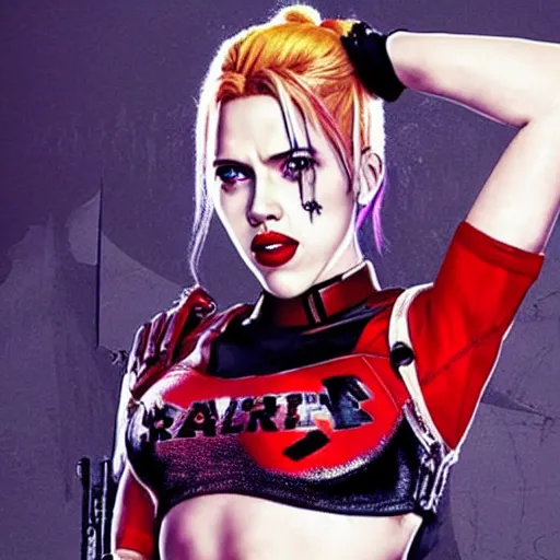 Image similar to scarlett johansson as harley quinn from suicide squad