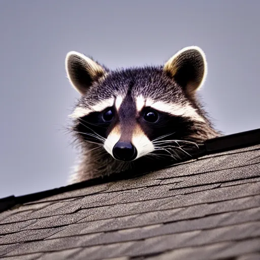 Image similar to raccoon on roof, backlit,