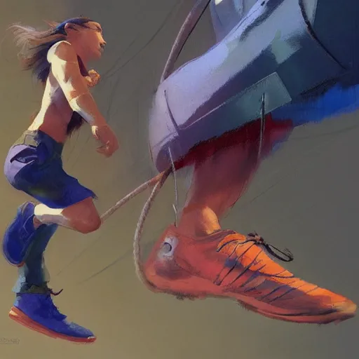 Prompt: colored climbing shoes, by Craig mullins, Steve Purcell, Ralph McQuarrie. Design. Fashion. Trending on artstation. Centered image, no background