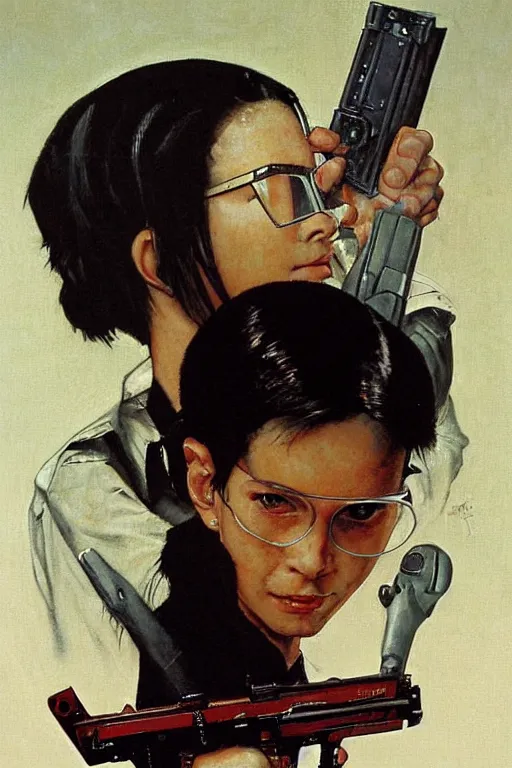 Image similar to Neo from Matrix painted by Norman Rockwell