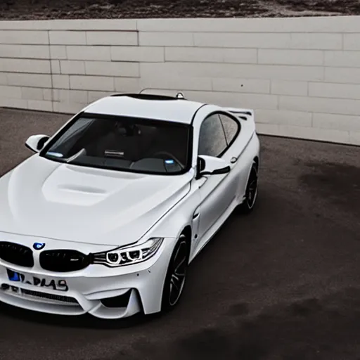 Image similar to cinematic photos of a white bmw m 4