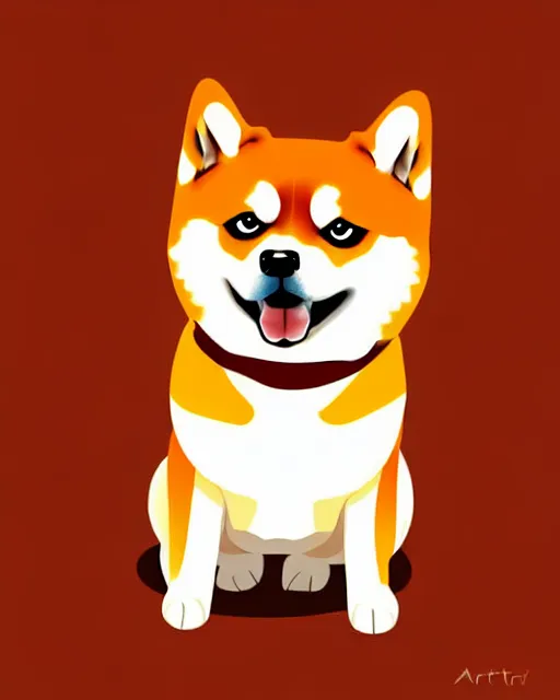 Image similar to vector illustration of a chibi shiba inu dog, digital painting, by artgem