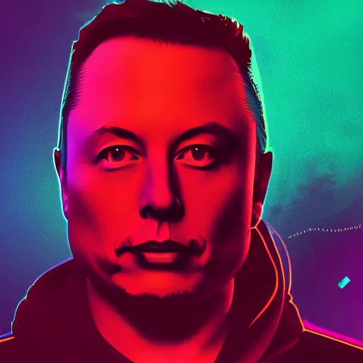 Image similar to vector elon musk in hoodie, portrait, vaporwave, synthwave, neon, vector graphics, cinematic, volumetric lighting, f 8 aperture, cinematic eastman 5 3 8 4 film, photorealistic