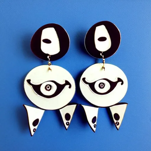 Prompt: 2 d earrings in the style of tim burton