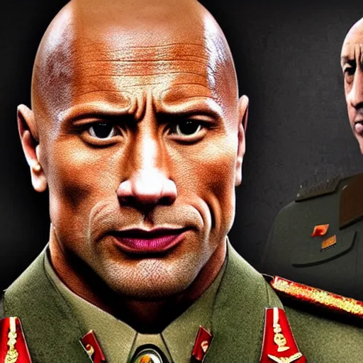 Prompt: dwayne johnson as a soviet general in hearts of iron iv