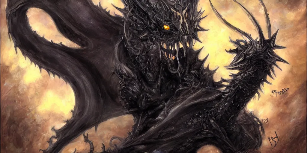 Image similar to Portrait of a terrible black dragon by Samwise Didier