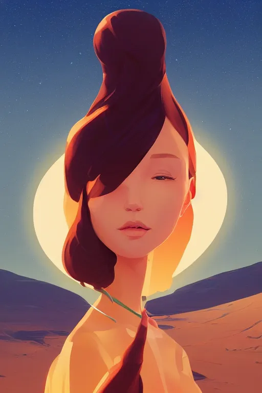 Image similar to single hermit in the desert, smooth face, centered median photoshop filter cutout vector behance hd by artgerm, jesper ejsing, by rhads, makoto shinkai and lois van baarle, ilya kuvshinov, rossdraws, illustration, art by ilya kuvshinov and gustav klimt